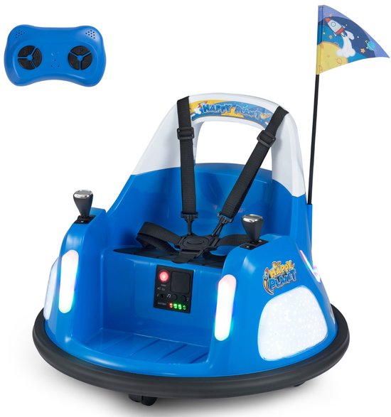 Speelgoedvoertuig | Elektrische Botsauto voor Kinderen met Knipperende Lichten Afstandsbediening en Dubbele Joysticks 360° Draaibaar Marineblauw van Merkloos