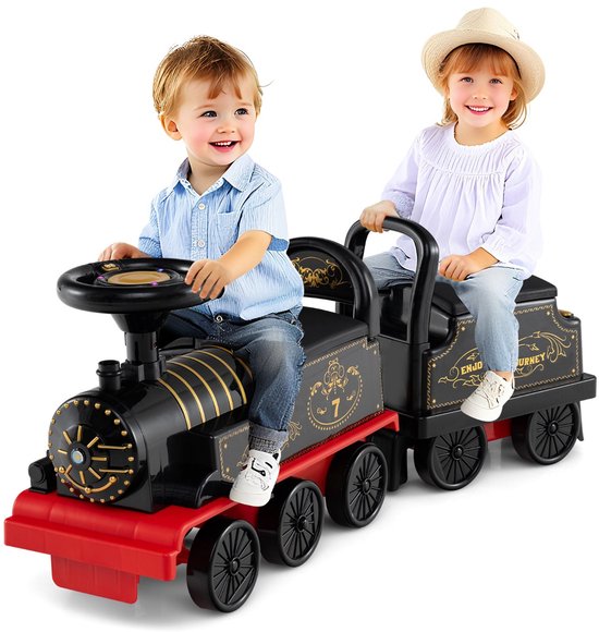 Speelgoedvoertuig | Kinderspeelgoedtrein 6V Elektrisch Kindervoertuig Met Afneembare Wagons En Opvouwbare Voetsteunen van Merkloos