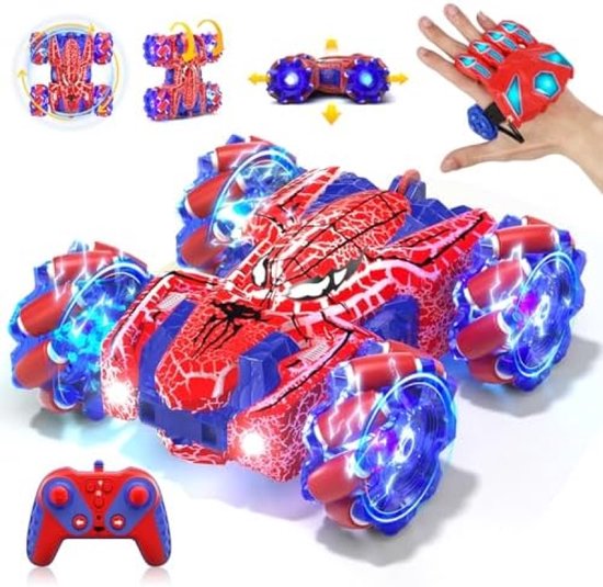 Spider Afstandsbedieningsauto met Gebarenherkenning - Innovatieve RC Auto met Volledige LED Verlichting en 360° Stunts - Perfect Speelgoed voor Kinderen 4-12 Jaar van Kidztech