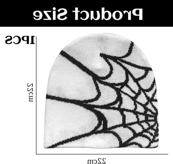 Spider Web Hat Y2k Baggy Slouchy Beanie Cap Skull Cap Herfst Lente Spider Web Slouch Beanie Lichtgewicht Jersey Zwart Roze. van Merkloos