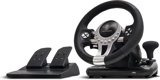 Spirit of Gamer Race Stuur – Geschikt voor PS4/PS3/Xbox One/Pc/Race Stuur – Race Stuur met Pedalen – Stevige Bevestiging – Race Stuur met Handschakelaar – 180 Graden Stuurhoek – Zwart van Merkloos