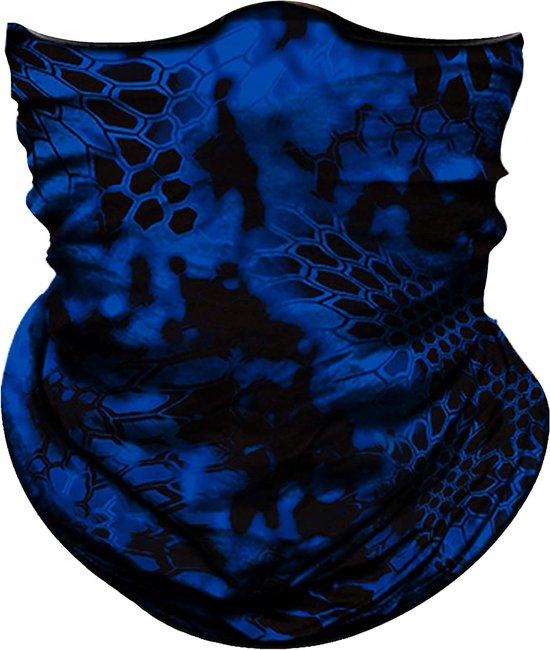 Sport Sjaal - Multifunctioneel Bandana - Outdoor Activiteiten - Ademend & Naadloos - 30x26 cm - Blauw Zwart