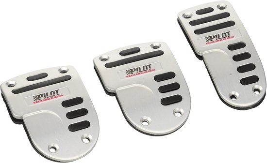 Sportpedalen Set - Aluminium Pedalen - Auto Interieur - Antislip Rubber - 3 Delig - Zilver