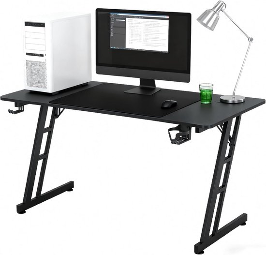 Stabiel Gaming Bureau met Hoofdtelefoonhaak en Bekerhouder, 140x60 cm van HOMCOM