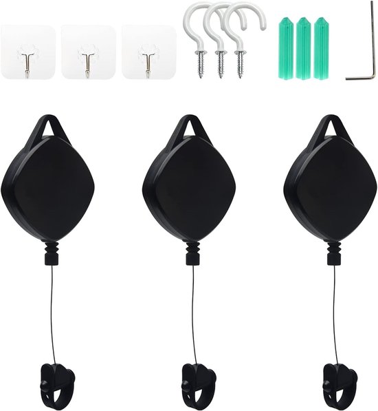 Stabiele en Retractable Kabelbeheersysteem voor VR Headsets - Geluidsloos en Praktisch voor Gaming (3 Stuks)