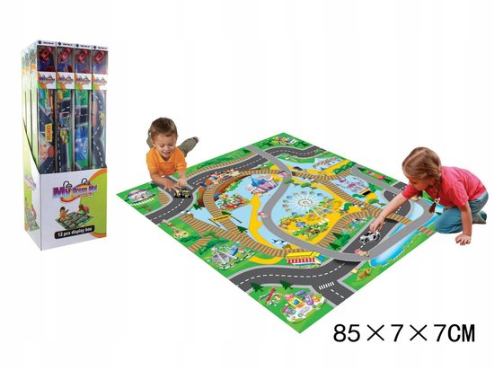 Stads Speelmat 80x70cm met Auto en Verkeersborden van Merkloos