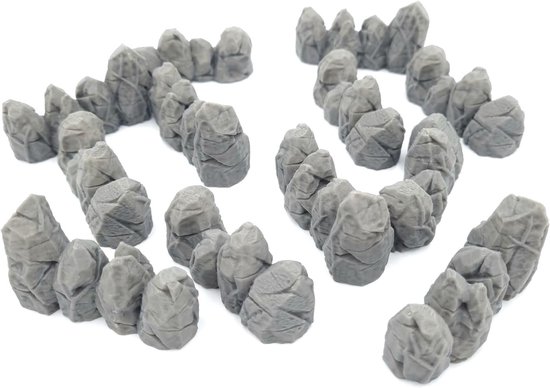- Stenen Boulders Bundel, Rotsen Muur Terrein Landschap voor Tafelblad & RPG 28-32mm Miniaturen Wargames Props DnD & D, 3D Gedrukt en Overschilderbaar