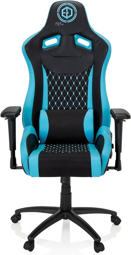 Stoel Stof Kunstleder - Bureaustoel Ergonomisch - Comfortabel Zitten - 3D Verstelbare Armleuningen - 147 cm Hoog - Zwart Turkoois