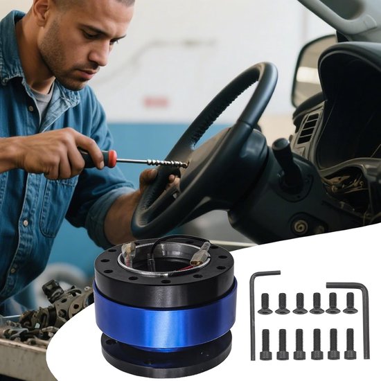 Stuur Snelkoppeling - Stuurwiel Adapter - Auto Aanpassen - Uitbreidbaar Sleufontwerp - 9 x 9 x 9 cm - Blauw