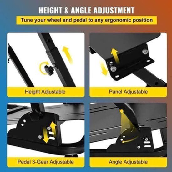Stuurstandaard - Wheel Stand - Racing Simulator - Sim Race Stuurstandaard - Racing Wheel Stand - Volledig Verstelbaar – Carbon Staal – Compact Opvouwbaar - Zwart