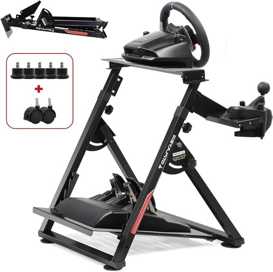 Stuurwiel Standaard - Race Simulators - Games Rijden - Verstelbaar Gestel - 64 x 43 x 84 cm - Zwart