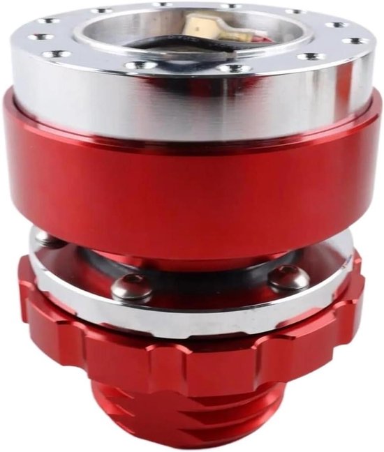 Stuurwieladapter - Snelkoppeling Naaf - Rijervaring Verbeteren - Aluminium Constructie - 10mm Steek - Rood
