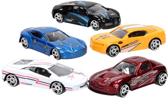 Super cars 5 stuks Die cast auto's in doos van Merkloos