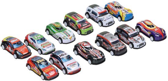 Super Metal Car Pull Back Set - 12-Pack van Merkloos