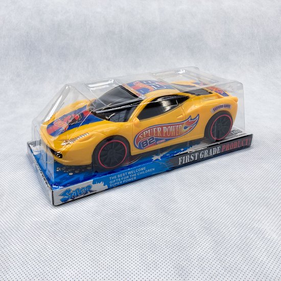 Super Power - racewagen - speelgoedwagen - gele uitvoering van Merkloos