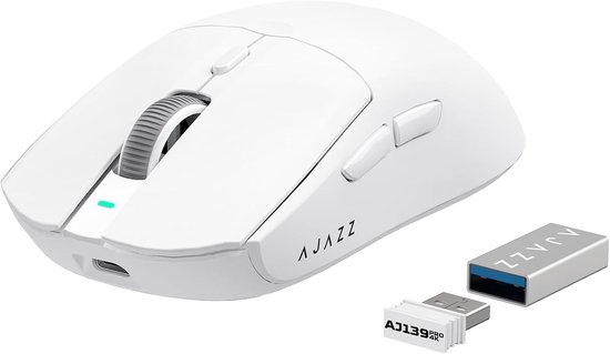 Superlichte 4K Draadloze Gaming Muis met PAW3395 Sensor, 26000 DPI en 700 Uur Batterijduur voor PC/MAC - Wit