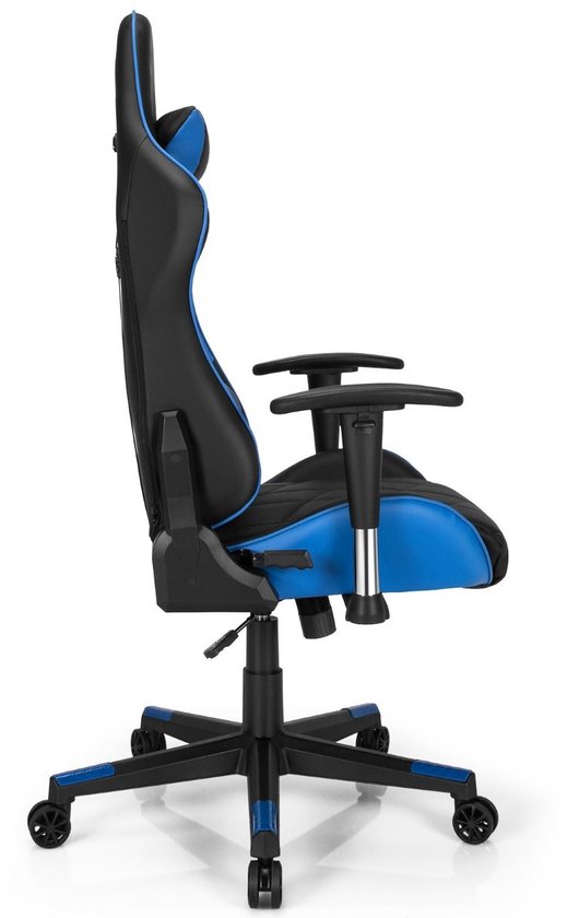 SureDeal® - Gamestoel - Draaibare Gaming Stoel - Hoofdsteun - Lendenkussen Instelbare Rugleuning - 71x73x125 cm - Blauw & Zwart