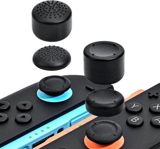 Switch 2 Joystick Caps 8 Stuks - Zachte Siliconen Anti-Slip Thumb Grips - Korte en Hoge Hoogte - Verbetert Bediening en Beschermt Analoge Sticks - Zwart van Merkloos