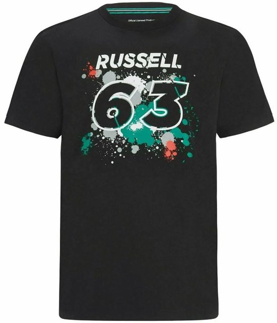 T-shirt Mercedes Heren F1 Fw George #63 T-shirt Zwart Zwart 2xl - XS van Mercedes