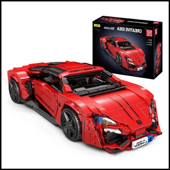 Technisch Autospeelgoed - Rode Lykan - Sport Race Auto - 1311 Stuks van Merkloos