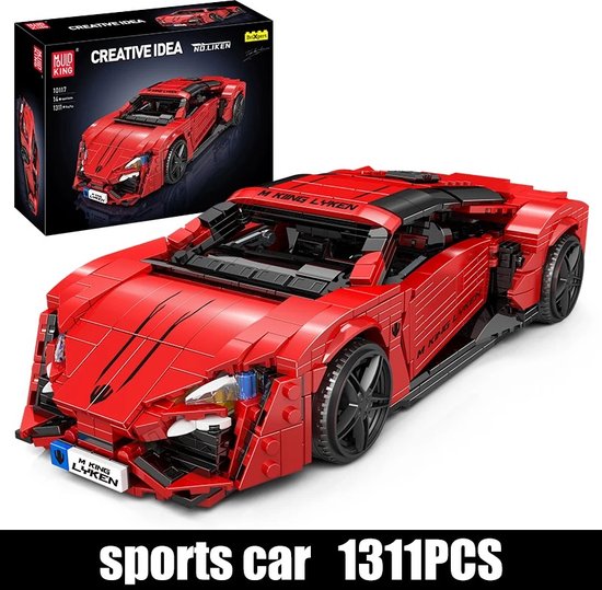 Technisch Lego Autospeelgoed - Rode Lykan - Sport Race Auto - 1311 Stuks - Compatibel Met Lego van LOZ.