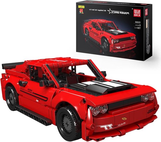 Technische Bouwset Speed Champions Dodge Challenger Sportauto met Trekmechanisme voor Kinderen en Volwassenen - 738 Stukken Bouwblokken voor Racing Fans
