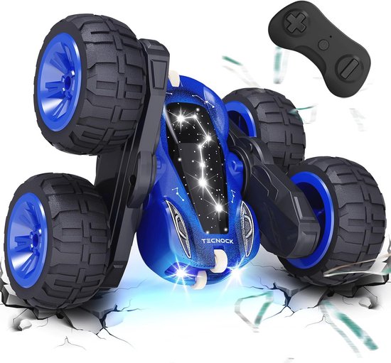 Tecnock 2025 Remote Controlled Car with 2.4GHz Remote Control, 360° Flip Stunts RC Car Monster Truck with Colorful Light from 6-12 Years, Outdoor Toy, Gift for Boys and Children van Merkloos