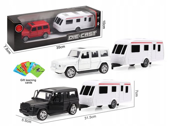 Terreinwagen met Caravan - 3 Kleuren - Deuren Open van Welly