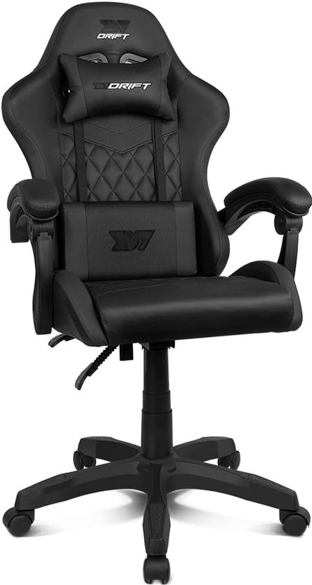 Thijox - DRIFT GAMING DR35 Professionele Gamingstoel, Ergonomisch Kunstleer, Gevoerde Armleuningen, Verstelbare Hoogte, Lenden- en Cervicaal Kussen, Z