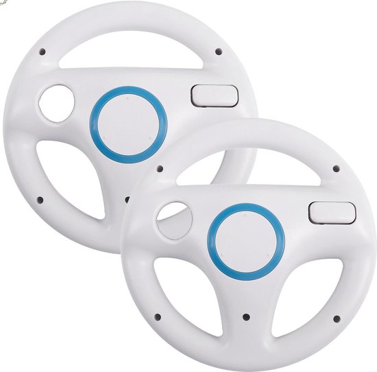 Thredo Set van 2 Wheel / Wiel / Race stuur voor Nintendo Wii / Wii U Controller - Wit van Merkloos