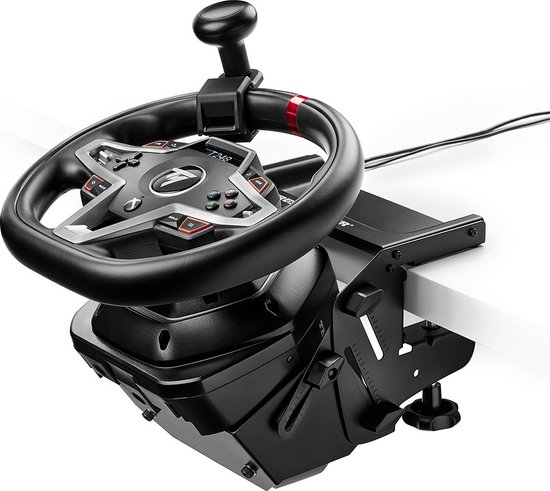 Thrustmaster T128 SimTask Pack - Bundle T128-Racestuur met Steering Kit-Bevestigingssysteem voor Simulatie-Games - T2PM-pedaalset inbegrepen - Modern ontwerp met draaihoek tot 900°: voor alle soorten voertuigen en games - metalen bevestigingssysteem van Thrustmaster