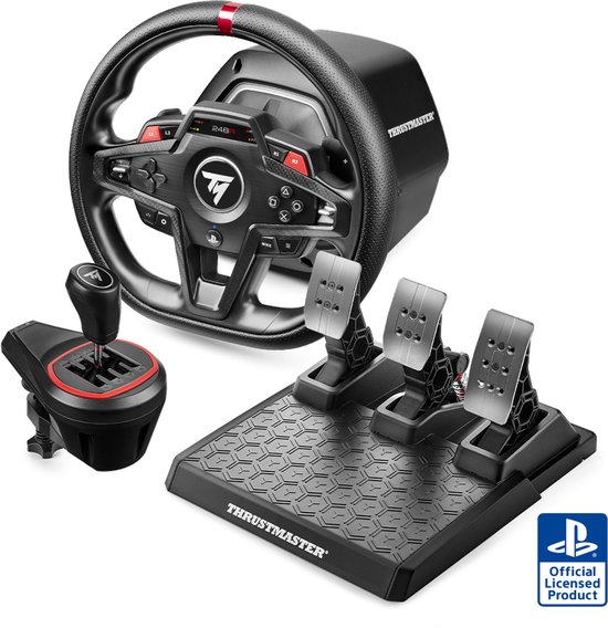 Thrustmaster T248R Shifter Pack - 3,1 Nm Force Feedback Racestuur met TH8S-Shifter en 3 Pedaalset - voor PS5, PS4, PC van Merkloos