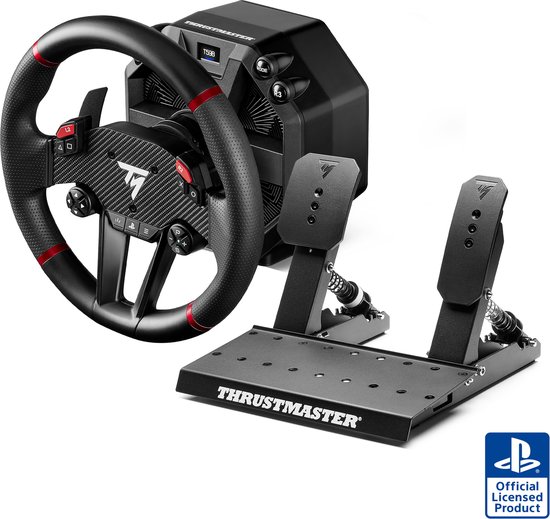 Thrustmaster T598, Direct Axial Drive Force Feedback Racestuur voor PS5, PS4, PC - Next-gen Direct Drive (5 Nm constant koppel, met overshoot-mogelijkheid +100% = 10 Nm peak) - Metalen pedaalset, modulair en schaalbaar - Afneembaar stuur van 30 cm van Thrustmaster