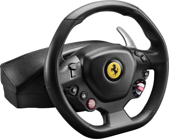 Thrustmaster T80 Ferrari 488 GTB Edition Racing Wheel voor PS5 / PS4 / PC - Officiele Ferrari Licentie - Op het stuur gemonteerde flippers voor sequentieel schakelen - Grote pedaalset met instelbare hoek - Realistische lineaire weerstand van Thrustmaster