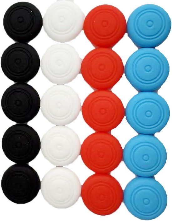 Thumbstick Caps - Joystick Covers - Gaming Comfort - Zelfnivellerend - 20 stuks - Rood Blauw Zwart Wit van Merkloos