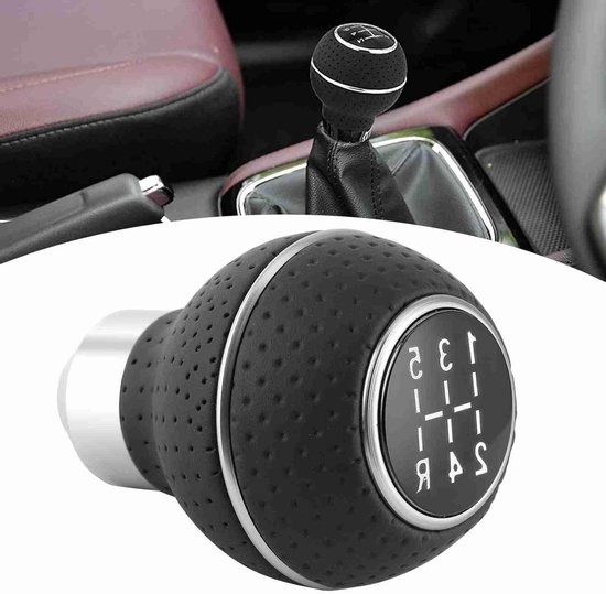 Tissting Pookknop, Premium 5-versnellings Aluminium Leer Pookknop met 3 Schroefdraadadapters voor Handmatige en Automatische Auto's van Merkloos