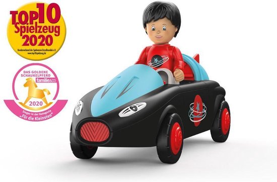 Toddys Speelgoedauto Sam Junior 19 Cm Zwart/rood 2-delig met licht en geluid van Dickie Toys