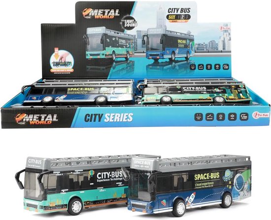 Toi-Toys Toi Toys Stadsbus 21cm pull back (1 stuk) assorti van Merkloos