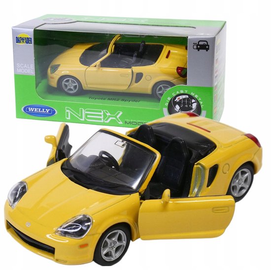 Toyota MR2 Spyder model auto schaal 1:34 - Welly Nex geel van Welly