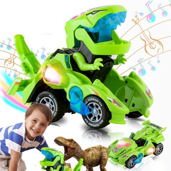 Transformerende Dinosaurus Auto Speelgoed Voor Kinderen, Auto Transformer Truck Speelgoed Met Licht En Geluid Voor PeutersVerjaardagscadeaus - Groen van Merkloos