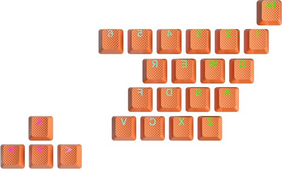 Translucent Rubber Keycaps - Grip Keycaps Set - Gaming Performance Verbeteren - Non-slip Diamond Texture - 23 Keys - Orange