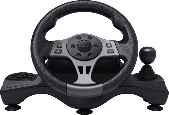 Trust GXT 289 Movi Zwart USB Stuurwiel + pedalen Nintendo Switch, PlayStation 4, Xbox One S, Xbox One X, Xbox Series S, Xbox Series X van Merkloos
