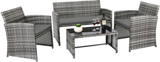 Tuinmeubelset 4 persoons - Tuintafel met stoelen, Wasbare kussens en Tuinsets - Voor Dagelijks Gebruik, Thuis en Professioneel Gebruik