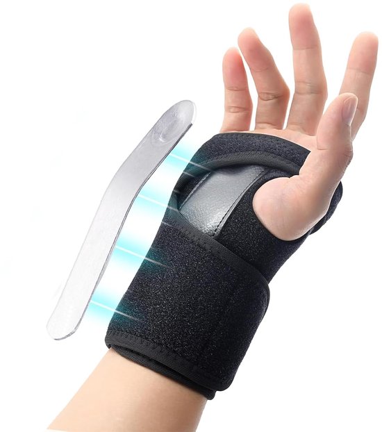 Tunnel verstelbare polsbandage voor carpaal tunnel met aluminium rail, polssteun voor artritis tendinitis (zwart, rechts)