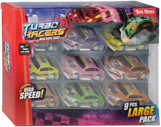 Turbo Racers Mini Rally Pull-backauto's, 9st. van VTech