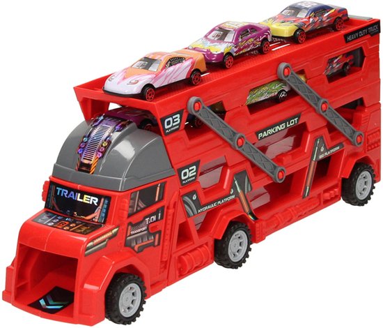 Uitklapbare Autotransporter met Afschietfunctie - Rood van Hot Wheels