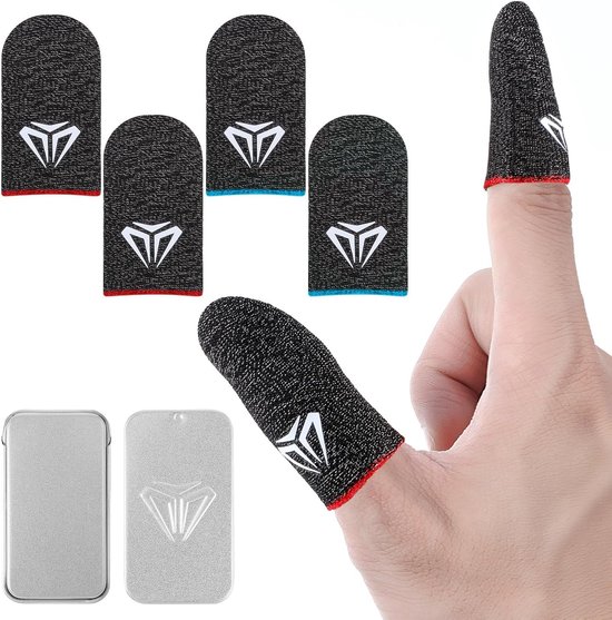Ultradunne duimmouwen voor mobiel gamen, 4 stuks touchscreen vingermouwen, anti-zweet vingerhoezen voor telefoon en tablet