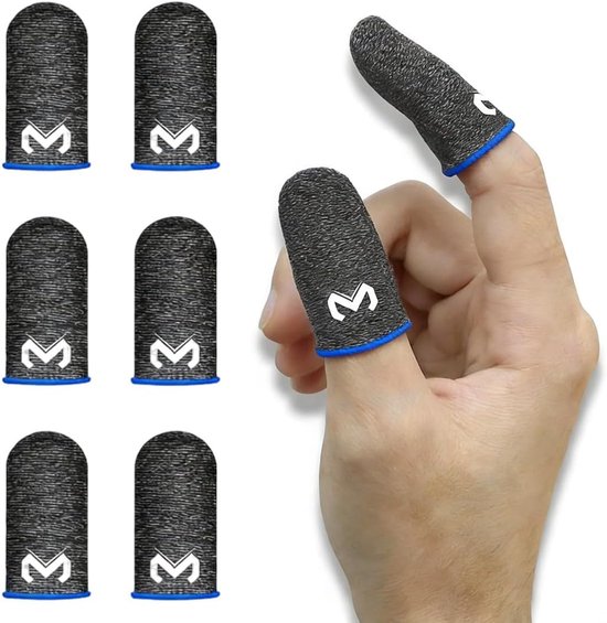 Ultragevoelige Vingersleeves voor Mobiele Gaming, Zweetbestendig en Ademend, Ideaal voor PUBG en Fortnite, 3 Paar Hybride van Koolstof en Zilvervezel van Merkloos