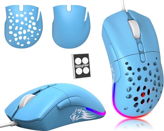 Ultralichte Bedrade Gaming Muis met RGB, 12.000 DPI, 7 Programmeerbare Knoppen en Honingraat Design van Merkloos