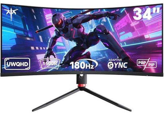 Ultrawide Curved Gaming Monitor 34 Inch - UWQHD, 180Hz, 1ms MPRT, G-Sync en FreeSync